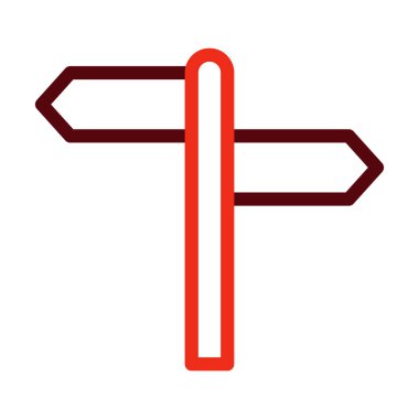 Kişisel ve ticari kullanım için Yön İşareti Kalın Çizgisi İki Renk Simgesi