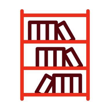 Kitap Rafı Kalın Çizgisi Kişisel ve Ticari Kullanım İçin İki Renk Simgesi