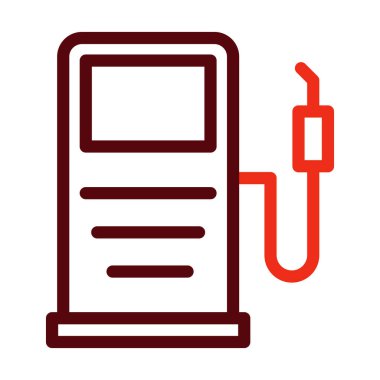 Yakıt İstasyonu Vektör Kalın Çizgisi Kişisel ve Ticari Kullanım İçin İki Renk Simgesi