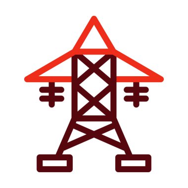 Kişisel ve ticari kullanım için Elektrik Kutbu Kalın Çizgisi İki Renk Simgesi