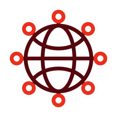 Kişisel ve Ticari Kullanım İçin Ağ Vektörü Kalın Çizgi İki Renk Simgesi