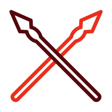 Kişisel ve Ticari Kullanım İçin Mızrak Vektör Kalın Çizgisi İki Renk Simgesi