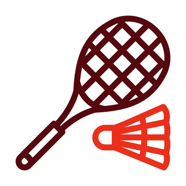 Badminton Vector Thick Line Zwei Farb Symbole Für Den Persönlichen — Stockvektor