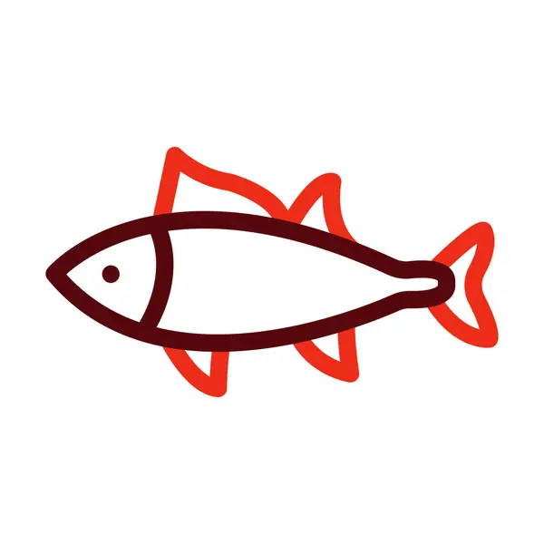 Kişisel Ticari Kullanım Için Balık Vektörü Kalın Çizgisi Renk Simgesi — Stok Vektör