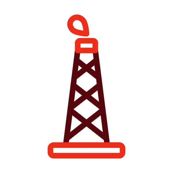 Πετρέλαιο Πύργος Διάνυσμα Παχιά Γραμμή Δύο Έγχρωμες Εικόνες Για Προσωπική — Διανυσματικό Αρχείο