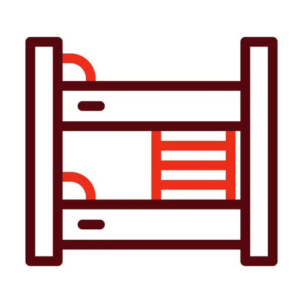 Bunk Bed Vector Dikke Lijn Twee Kleur Pictogrammen Voor Persoonlijk — Stockvector