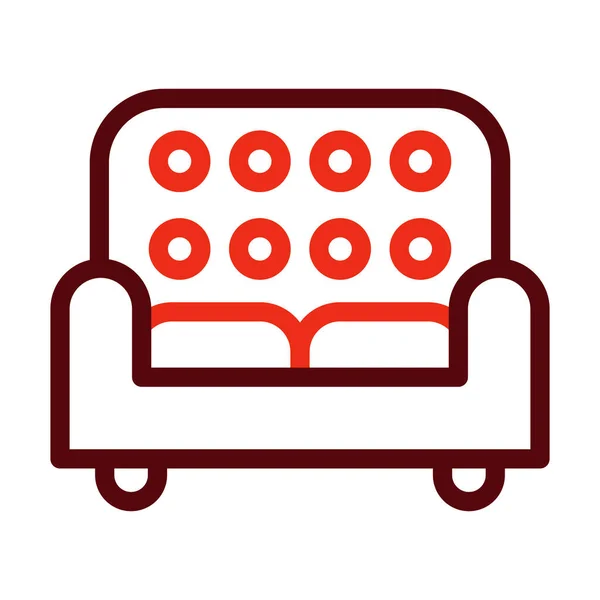 Sofa Vector Thick Line Zwei Farben Symbole Für Den Persönlichen — Stockvektor