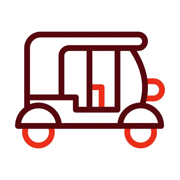 Ligne Épaisse Vecteur Rickshaw Deux Icônes Couleur Pour Usage Personnel — Image vectorielle