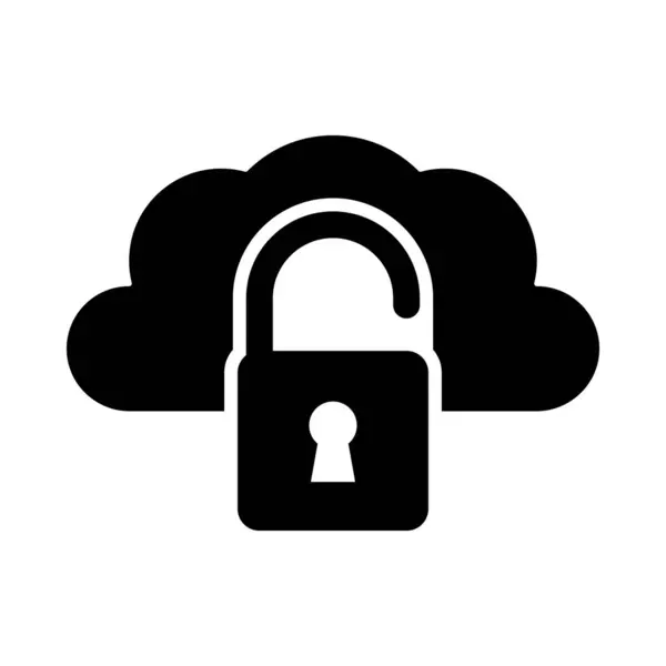 Unsecure Cloud Vector Glyph Icon Personal Commercial Use — Stock Vector
