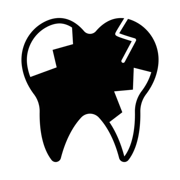 Złamany Wektor Zęba Ikona Glif Użytku Osobistego Komercyjnego — Wektor stockowy