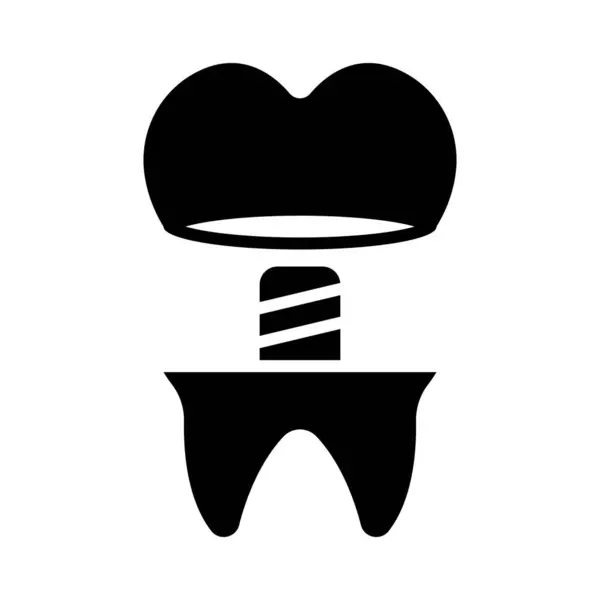 Zubní Korunní Vektor Glyph Ikona Pro Osobní Komerční Použití — Stockový vektor