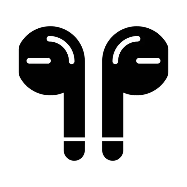 Earbud Vector Glyph Icon Personal Commercial Use — Stock Vector