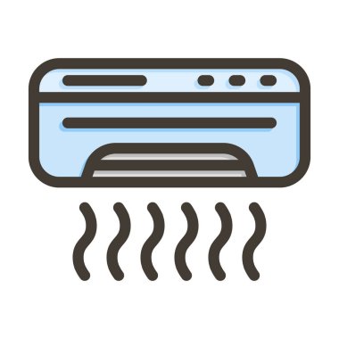 Klima Vektör Kalın Çizgisi Kişisel ve Ticari Kullanım İçin Renk Simgesi Dolduruldu