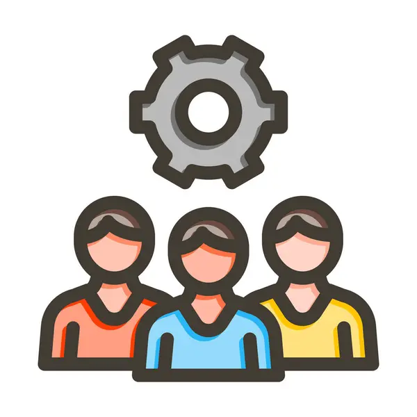 Teamwork Vector Thick Line Colors Icon Für Den Persönlichen Und — Stockvektor