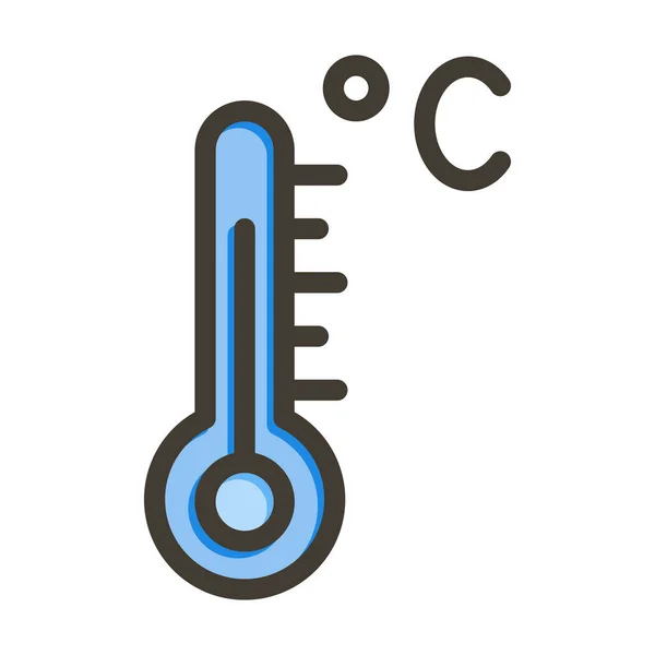 个人和商业用途的温度计矢量填充色线图标 — 图库矢量图片