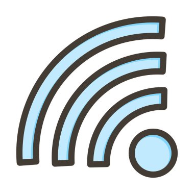 Wifi Bağlantı Vektör Kalın Çizgisi Kişisel ve Ticari Kullanım için Renk Simgesi Dolduruldu