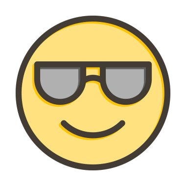 Güneş gözlüklü gülen yüz Vektör Kalın çizgi Renk Simgesi Kişisel ve ticari kullanım için