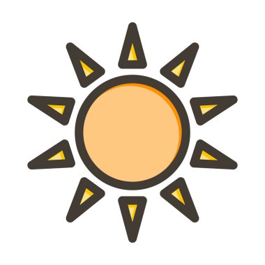 Güneş Vektörü Kalın Çizgisi Kişisel ve Ticari Kullanım İçin Renk Simgesi Dolduruldu