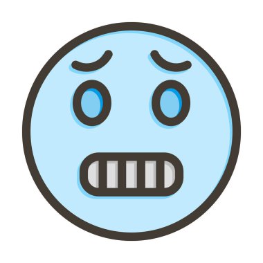 Soğuk Yüz Vektörü Kalın Çizgisi Kişisel ve Ticari Kullanım İçin Renk Simgesi Dolduruldu