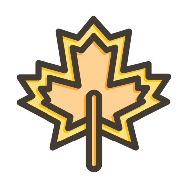 Düşen Yaprak Kalın Çizgisi Kişisel ve Ticari Kullanım İçin Renk Simgesi Dolduruldu