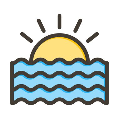 Kişisel ve ticari kullanım için Renk Simgesi Doldurulmuş Günbatımı Vektör Kalın Çizgisi