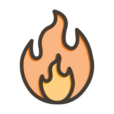 Ateş Vektörü Kalın Çizgisi Kişisel ve Ticari Kullanım için Renk Simgesi Dolduruldu