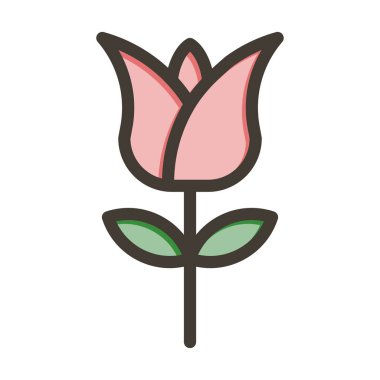 Lale Vektörü Kalın Çizgisi Kişisel ve Ticari Kullanım İçin Renk Simgesi Dolduruldu