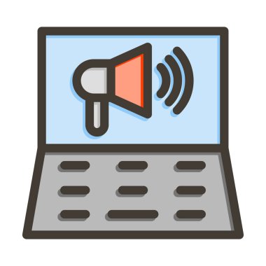 Dijital Pazarlama Vektörü Kalın Çizgisi Kişisel ve Ticari Kullanım İçin Renk Simgesi Dolduruldu