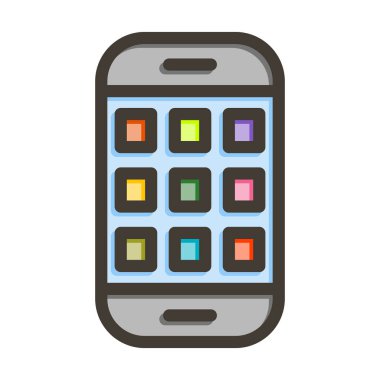 Mobil Uygulamalar Vektör Kalın Çizgisi Kişisel ve Ticari Kullanım için Renk Simgesi