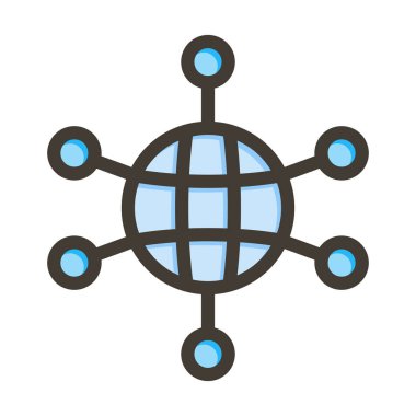 Şirket Ağ Vektörü Kalın Çizgisi Kişisel ve Ticari Kullanım İçin Renk Simgesi Dolduruldu