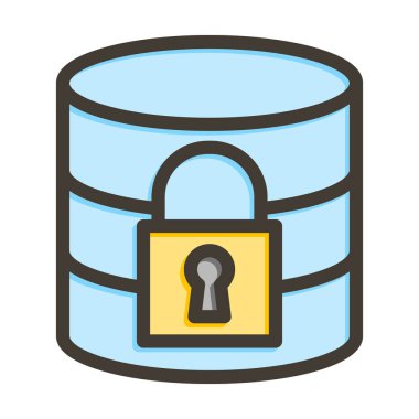 Veri Güvenlik Vektörü Kalın Çizgisi Kişisel ve Ticari Kullanım İçin Renk Simgesi Dolduruldu