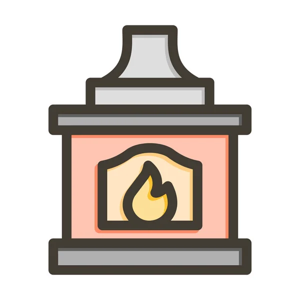 Furnace Vector Thick Line Filled Colors Icon Personal Commercial Use — Stock Vector