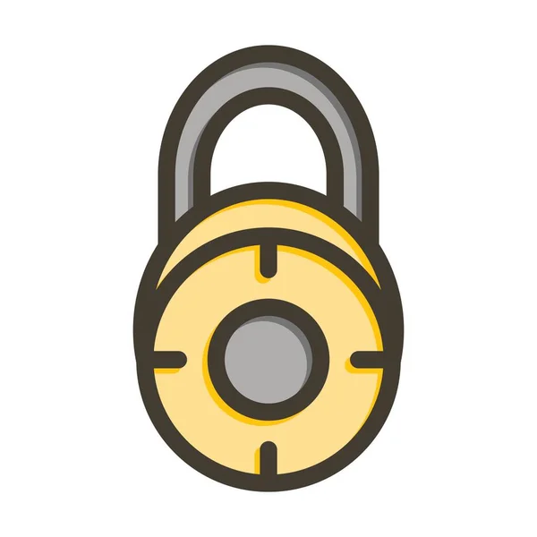 Padlock Vector Thick Line Filled Colors Icon Personal Commercial Use — Stock Vector
