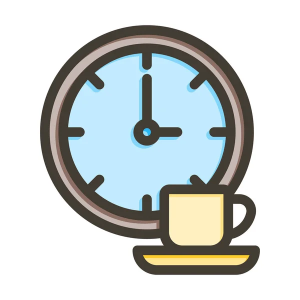 Coffee Break Vector Thick Line Filled Colors Icon Personal Commercial — Stock Vector