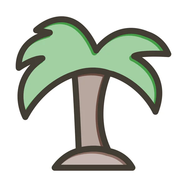 Palm Träd Vektor Tjock Linje Fyllda Färger Ikonen För Personligt — Stock vektor
