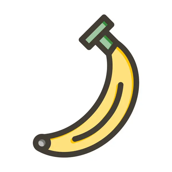 Ícone Cores Enchidas Linha Grossa Vetor Banana Para Uso Pessoal — Vetor de Stock