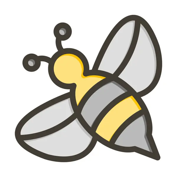 Méhecske Vektor Vastag Vonal Töltött Színek Ikon Személyes Kereskedelmi Használatra — Stock Vector