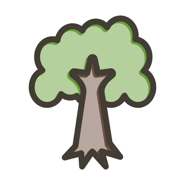 Liściaste Drzewo Wektor Gruba Linia Wypełniona Kolorami Ikona Użytku Osobistego — Wektor stockowy