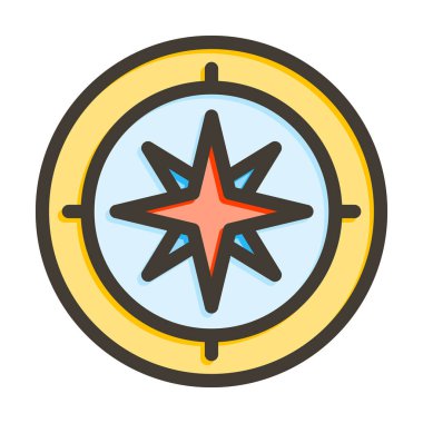 Kişisel ve ticari kullanım için Renk Simgesi Doldurulmuş Pusula Vektör Kalın Çizgisi