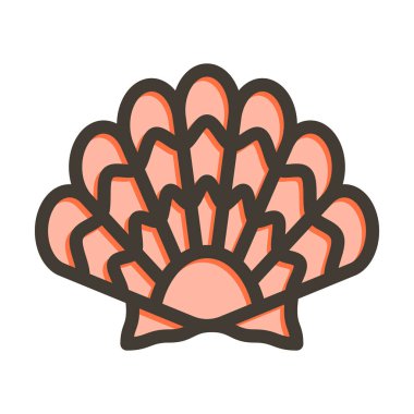 Kabuk Vektörü Kalın Çizgisi Kişisel ve Ticari Kullanım için Renk Simgesi Dolduruldu