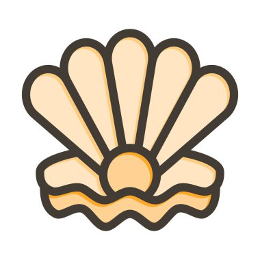 Kişisel ve ticari kullanım için Renk Simgesi Doldurulmuş İstiridye Vektörü Kalın Çizgisi