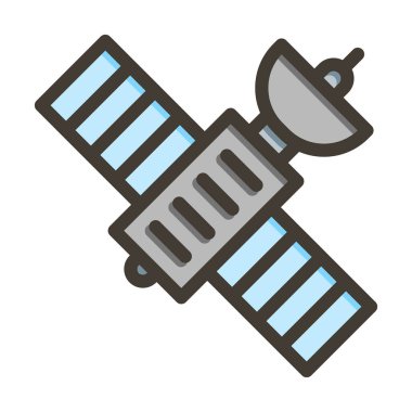 Kişisel ve Ticari Kullanım İçin Renk Simgesi Doldurulmuş Uydu Vektörü Kalın Çizgisi