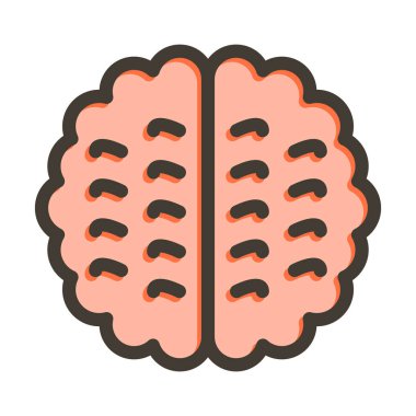 Kişisel ve ticari kullanım için Renk Simgesi Doldurulmuş Beyin Vektörü Kalın Çizgisi