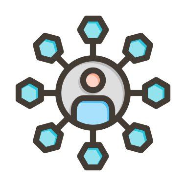 Kişisel ve Ticari Kullanım İçin Renk Simgesi Doldurulmuş Ağ Vektörü Kalın Çizgisi