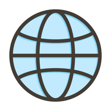 Kişisel ve Ticari Kullanım İçin Renk Simgesi Doldurulmuş Küresel Vektör Kalın Çizgisi