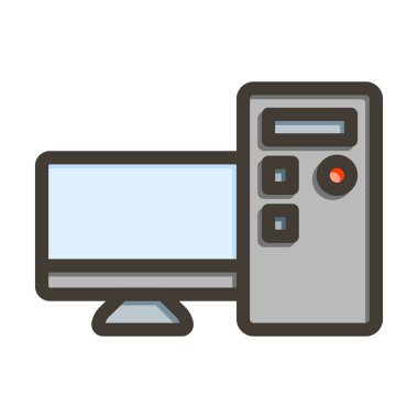 Kişisel ve ticari kullanım için Renk Simgesi Doldurulmuş Bilgisayar Vektörü Kalın Çizgisi