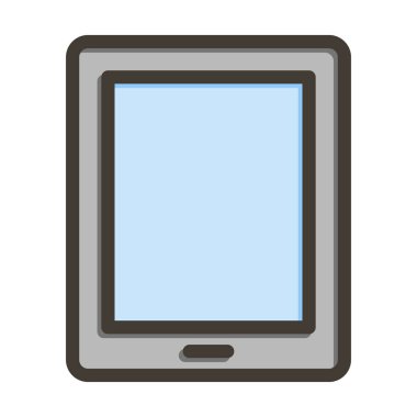 Kişisel ve Ticari Kullanım İçin Renk Simgesi Doldurulmuş Tablet Vektör Kalın Çizgisi