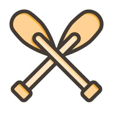 Oars Vektör Kalın Çizgisi Kişisel ve Ticari Kullanım için Renk Simgesi Dolduruldu