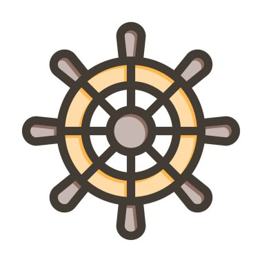 Dümen Vektörü Kalın Çizgisi Kişisel ve Ticari Kullanım için Renk Simgesi Dolduruldu