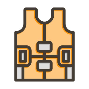Life Jacket Vector Kalın Çizgisi Renk Simgesi Kişisel ve Ticari Kullanım İçin